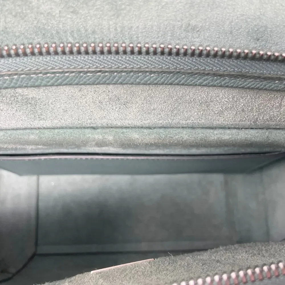 Celine Micro Belt Bag Green Crossbody Shoulder Top Handle Purse Leather 2-Way